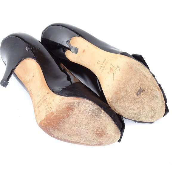 Giuseppe Zanotti Satin bow Patent Peep Toe Pumps - Picture 9 of 14